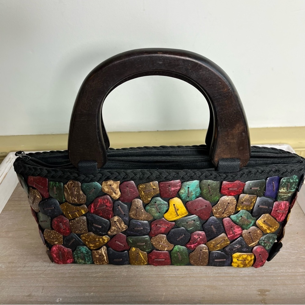 Hawaiian Coconut Shell Clutch Vacation Purse Resort Handbag Fun & Unique! - Picture 3 of 8